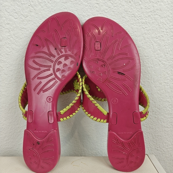 Jack Rogers Neon Pink Green Jelly Slip On Thong Sandals Size 8 Womens - Picture 8 of 8